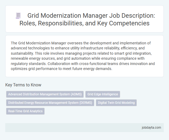Grid Modernization Manager Job Description: Roles, Responsibilities, and Key Competencies