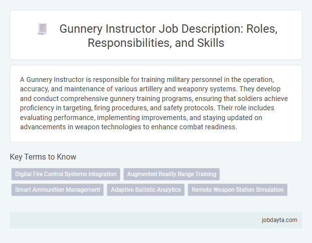 Gunnery Instructor Job Description: Roles, Responsibilities, and Skills