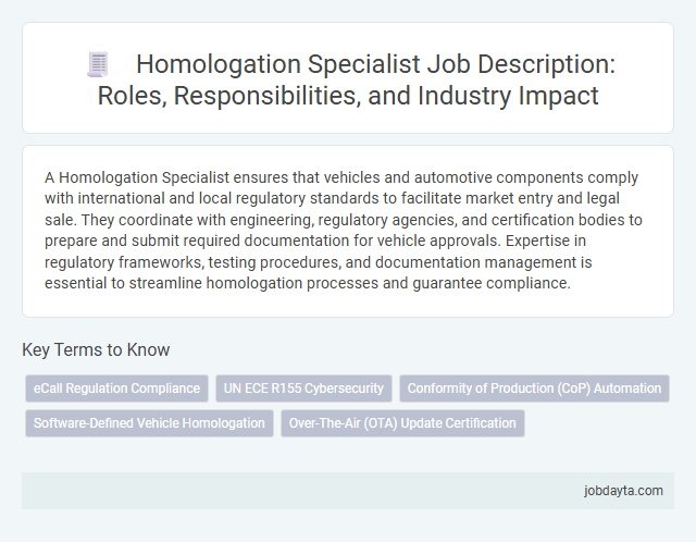 Homologation Specialist Job Description: Roles, Responsibilities, and Industry Impact