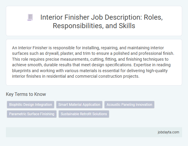 Interior Finisher Job Description: Roles, Responsibilities, and Skills