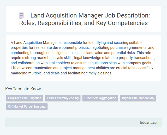 Land Acquisition Manager Job Description: Roles, Responsibilities, and Key Competencies