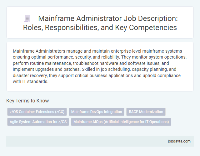 Mainframe Administrator Job Description: Roles, Responsibilities, and Key Competencies