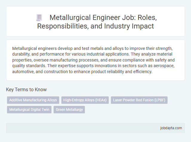 Metallurgical Engineer Job: Roles, Responsibilities, and Industry Impact