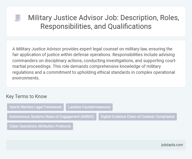 Military Justice Advisor Job: Description, Roles, Responsibilities, and Qualifications