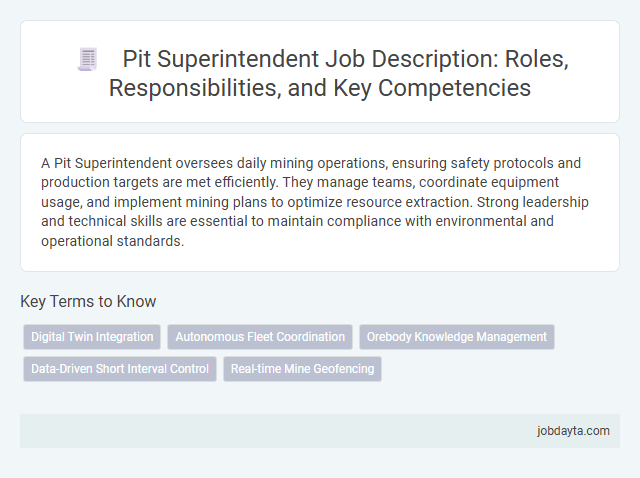 Pit Superintendent Job Description: Roles, Responsibilities, and Key Competencies