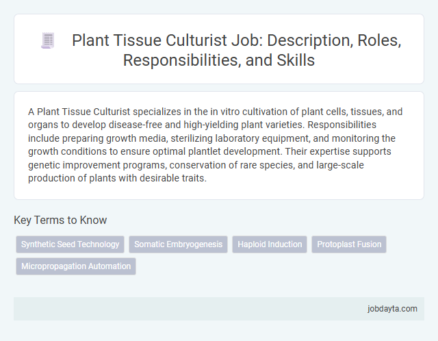 Plant Tissue Culturist Job: Description, Roles, Responsibilities, and Skills