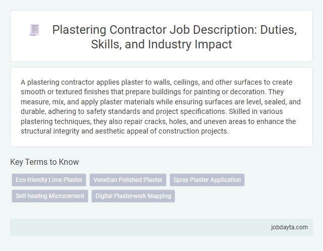 Plastering Contractor Job Description: Duties, Skills, and Industry Impact