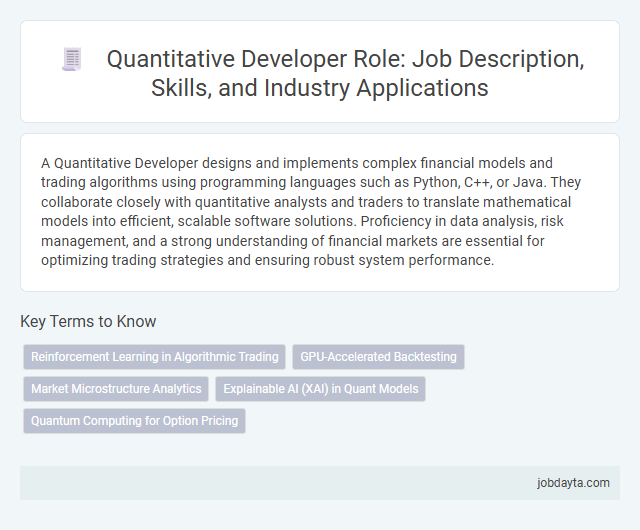 Quantitative Developer Role: Job Description, Skills, and Industry Applications