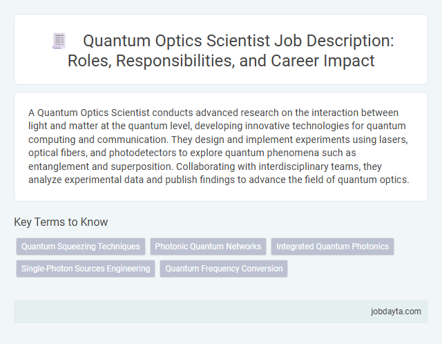 Quantum Optics Scientist Job Description: Roles, Responsibilities, and Career Impact