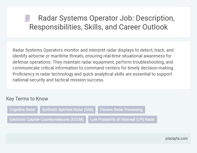 Radar Systems Operator Job: Description, Responsibilities, Skills, and Career Outlook