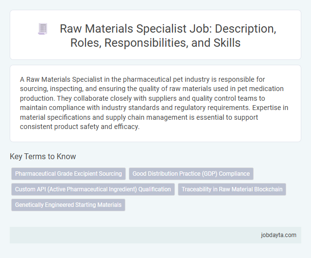 Raw Materials Specialist Job: Description, Roles, Responsibilities, and Skills