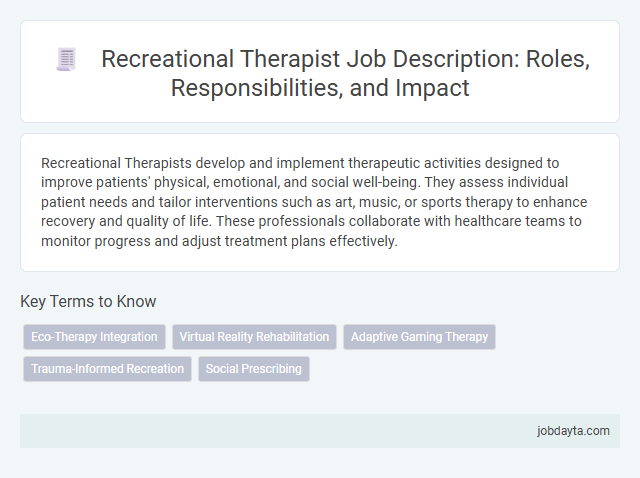 Recreational Therapist Job Description: Roles, Responsibilities, and Impact