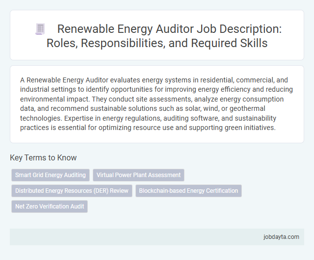 Renewable Energy Auditor Job Description: Roles, Responsibilities, and Required Skills