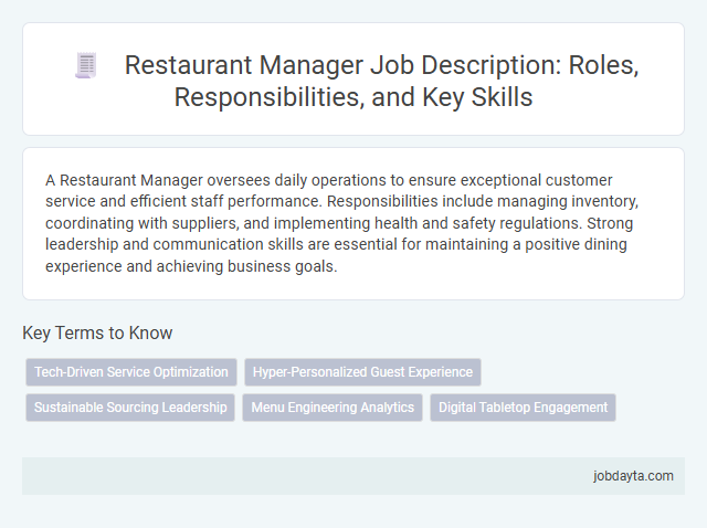 Restaurant Manager Job Description: Roles, Responsibilities, and Key Skills