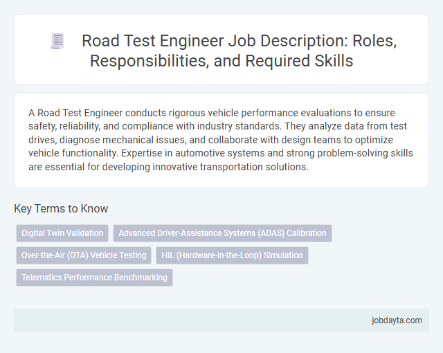Road Test Engineer Job Description: Roles, Responsibilities, and Required Skills