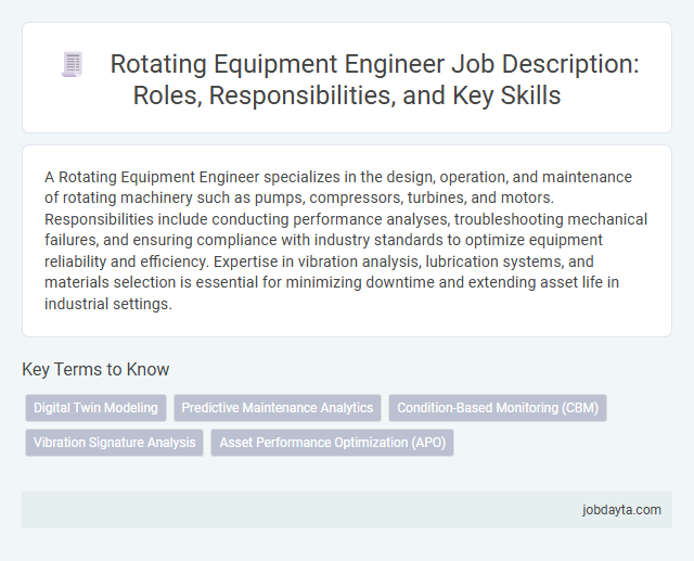 Rotating Equipment Engineer Job Description: Roles, Responsibilities, and Key Skills