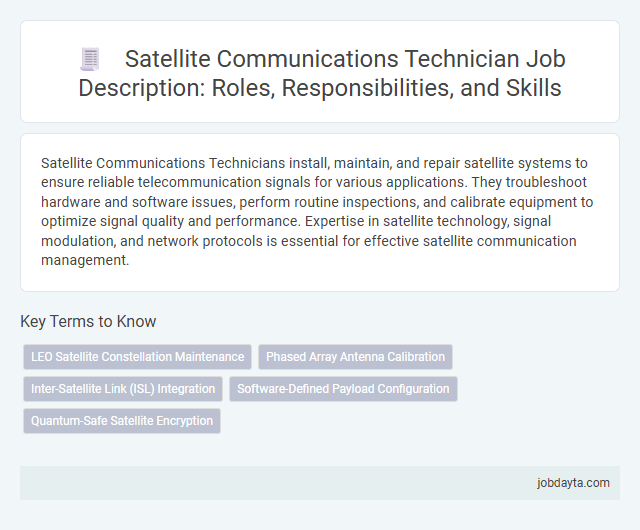 Satellite Communications Technician Job Description: Roles, Responsibilities, and Skills