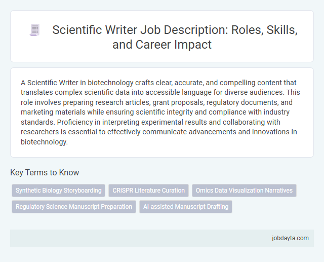 Scientific Writer Job Description: Roles, Skills, and Career Impact