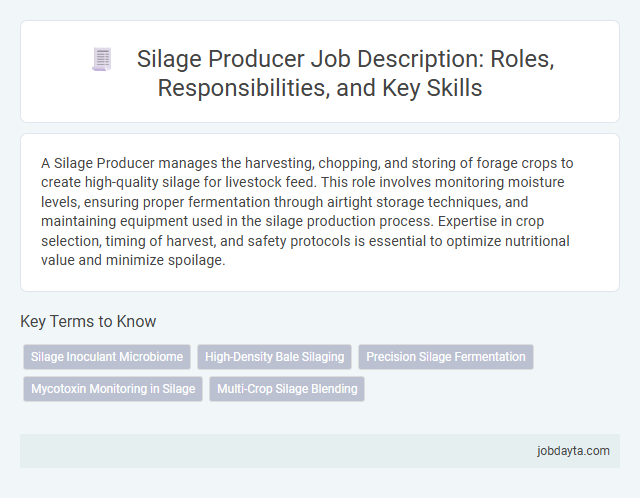 Silage Producer Job Description: Roles, Responsibilities, and Key Skills
