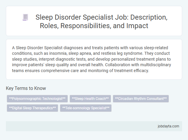Sleep Disorder Specialist Job: Description, Roles, Responsibilities, and Impact