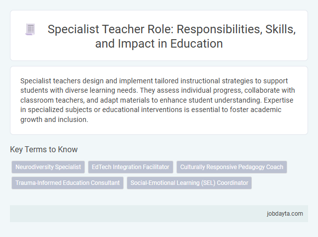 Specialist Teacher Role: Responsibilities, Skills, and Impact in Education