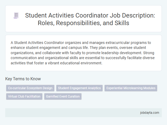 Student Activities Coordinator Job Description: Roles, Responsibilities, and Skills