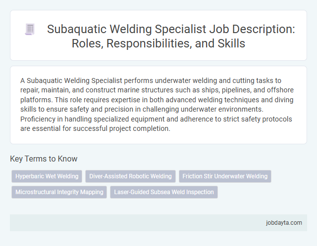 Subaquatic Welding Specialist Job Description: Roles, Responsibilities, and Skills