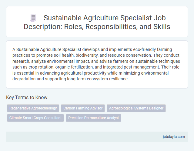 Sustainable Agriculture Specialist Job Description: Roles, Responsibilities, and Skills