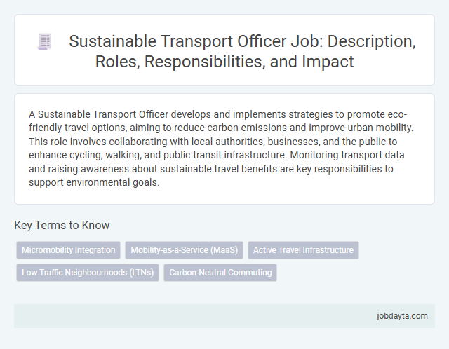 Sustainable Transport Officer Job: Description, Roles, Responsibilities, and Impact