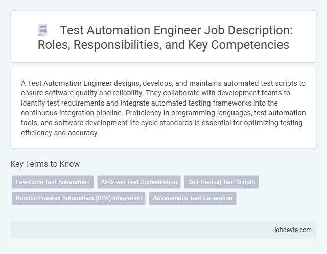 Test Automation Engineer Job Description: Roles, Responsibilities, and Key Competencies