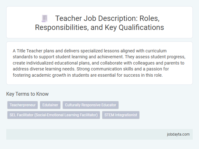 Teacher Job Description: Roles, Responsibilities, and Key Qualifications