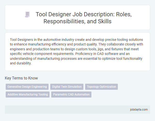 Tool Designer Job Description: Roles, Responsibilities, and Skills
