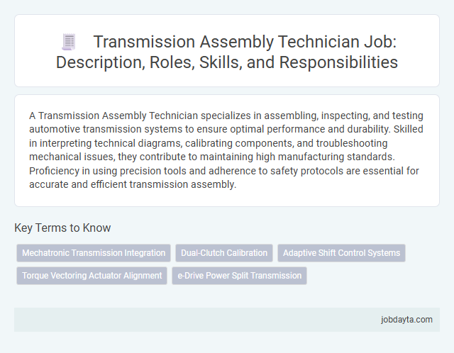 Transmission Assembly Technician Job: Description, Roles, Skills, and Responsibilities