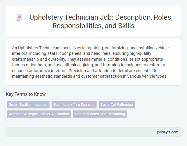 Upholstery Technician Job: Description, Roles, Responsibilities, and Skills