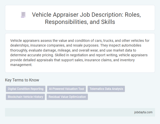 Vehicle Appraiser Job Description: Roles, Responsibilities, and Skills