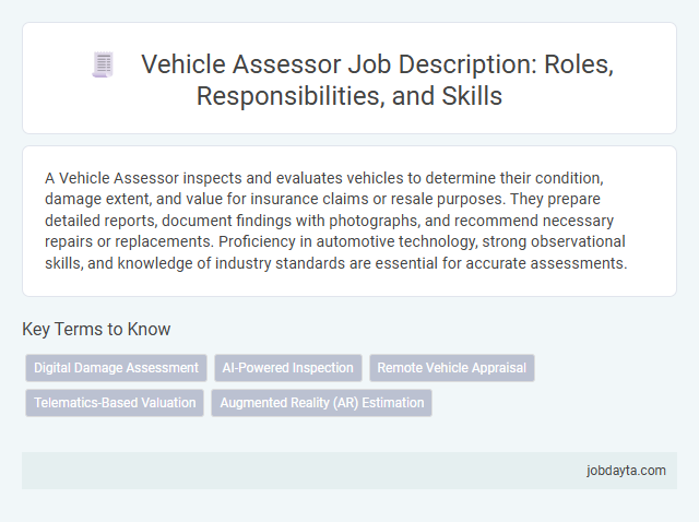 Vehicle Assessor Job Description: Roles, Responsibilities, and Skills