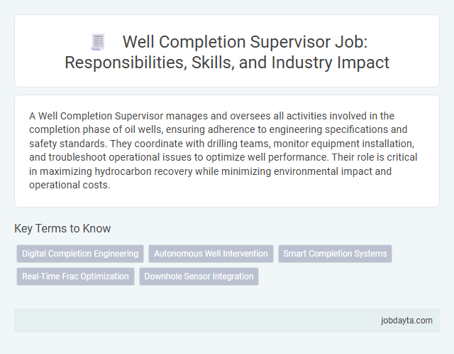 Well Completion Supervisor Job: Responsibilities, Skills, and Industry Impact