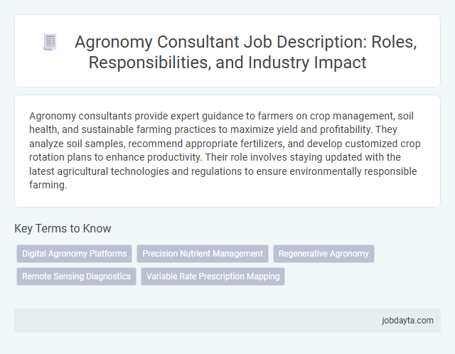 Agronomy Consultant Job Description: Roles, Responsibilities, and Industry Impact