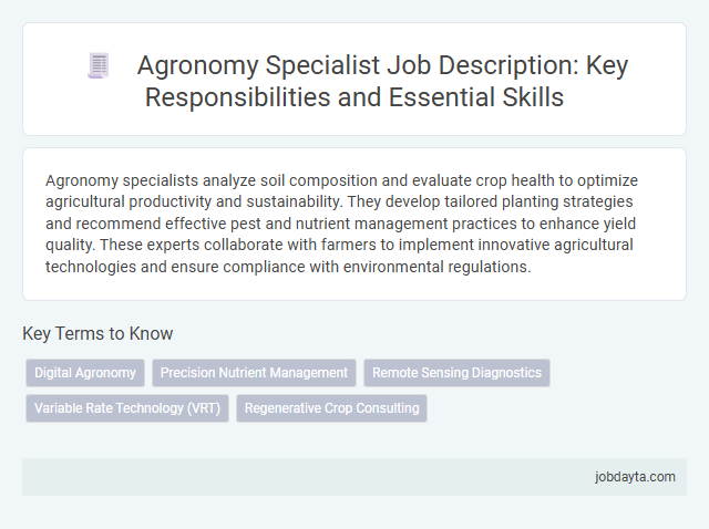 Agronomy Specialist Job Description: Key Responsibilities and Essential Skills