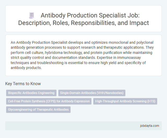 Antibody Production Specialist Job: Description, Roles, Responsibilities, and Impact