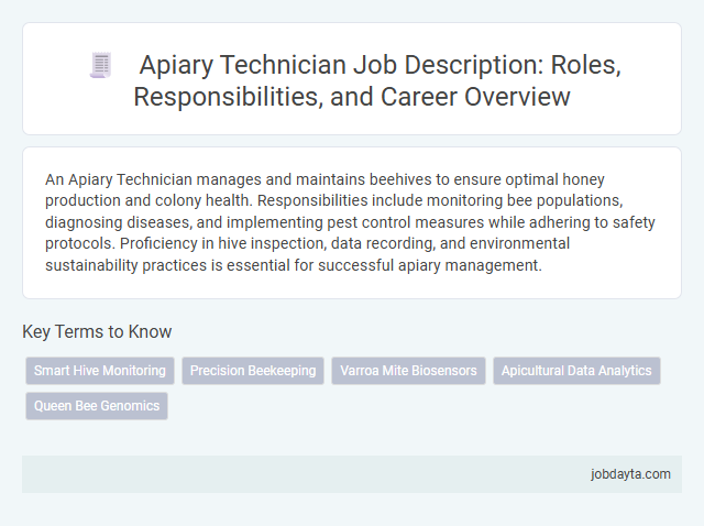 Apiary Technician Job Description: Roles, Responsibilities, and Career Overview