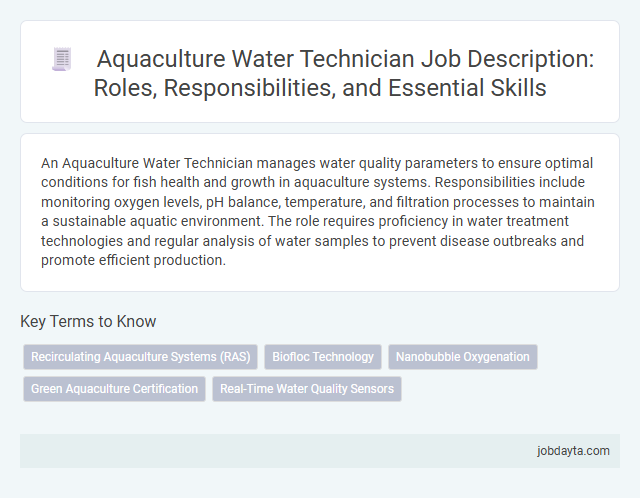 Aquaculture Water Technician Job Description: Roles, Responsibilities, and Essential Skills