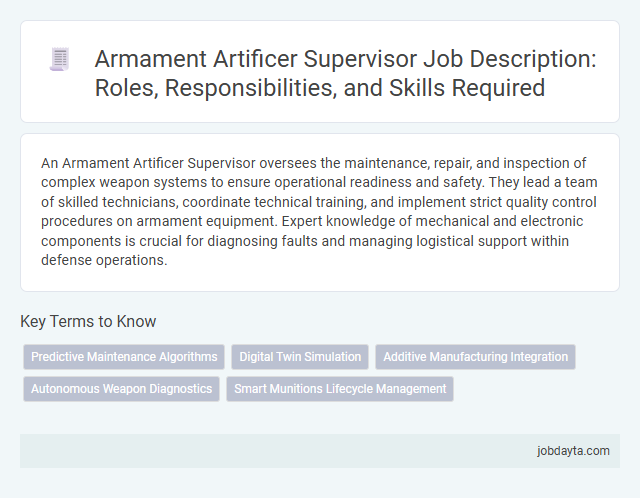 Armament Artificer Supervisor Job Description: Roles, Responsibilities, and Skills Required