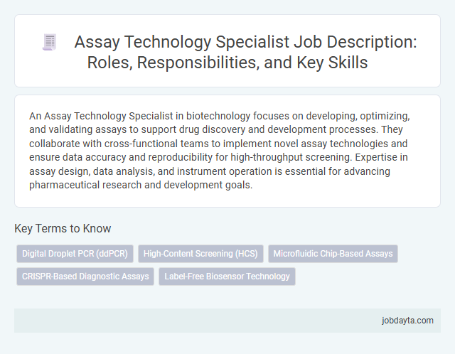 Assay Technology Specialist Job Description: Roles, Responsibilities, and Key Skills