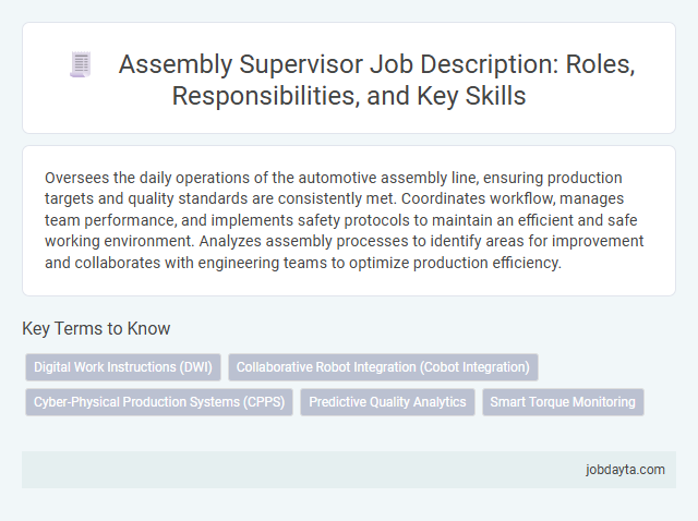 Assembly Supervisor Job Description: Roles, Responsibilities, and Key Skills