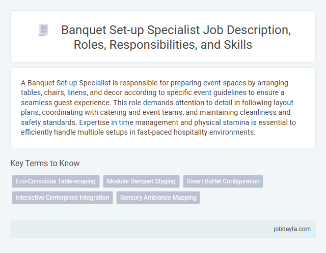 Banquet Set-up Specialist Job Description, Roles, Responsibilities, and Skills