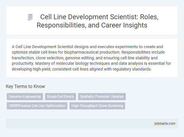 Cell Line Development Scientist: Roles, Responsibilities, and Career Insights