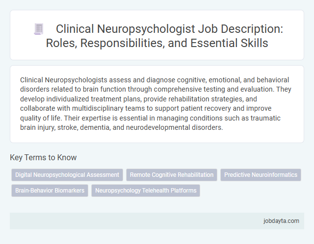 Clinical Neuropsychologist Job Description: Roles, Responsibilities, and Essential Skills