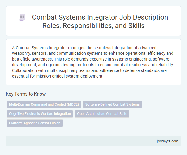 Combat Systems Integrator Job Description: Roles, Responsibilities, and Skills