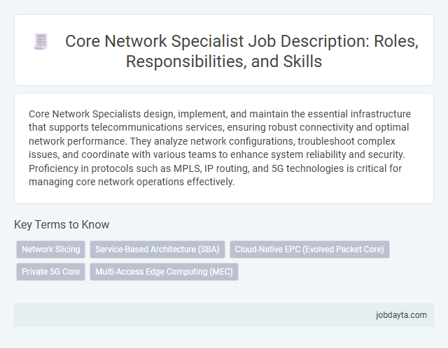 Core Network Specialist Job Description: Roles, Responsibilities, and Skills
